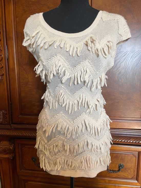 Yellow Bird by Anthropologie Sweaters - Anthropologie Yellow Bird Cream Fringe Cotton Blend Sweater Size Small